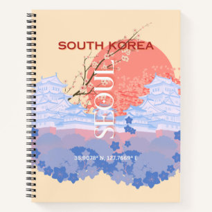 Cuaderno Arte de viaje de Seúl Corea del Sur, Pastel