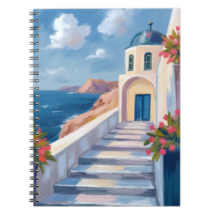 Cuaderno Arte de viaje en acuarela de Santorini Grecia
