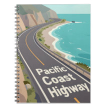 Arte de viaje gráfico de la autopista de la costa 