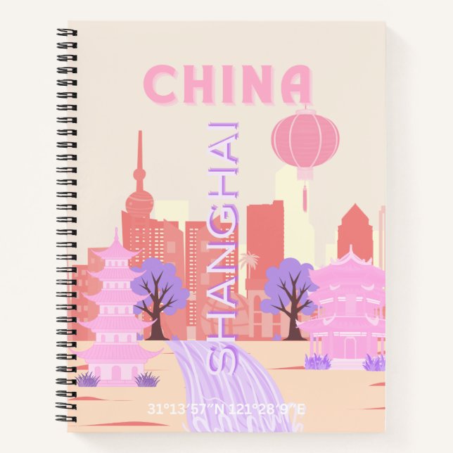 Cuaderno Arte de viaje pastel de Shanghai China (Anverso)