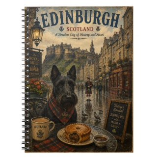 Cuaderno Arte de viaje vintage de Terrier Escocés en Edimbu