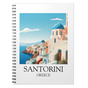 Cuaderno Arte de viajes clásico de Santorini - griego vinta