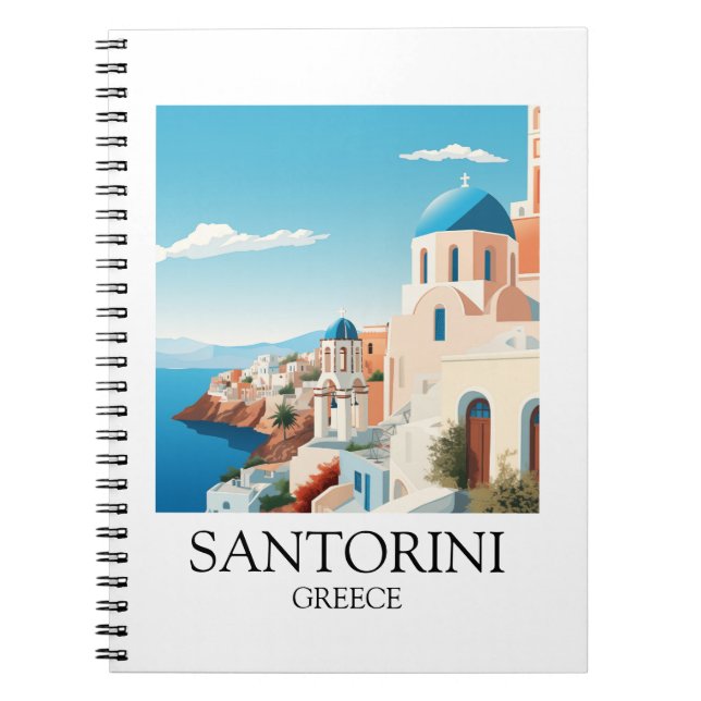 Cuaderno Arte de viajes clásico de Santorini - griego vinta (Frente)