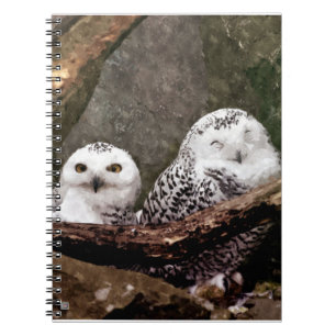 Cuaderno Arte de vida silvestre del bosque de pareja de búh