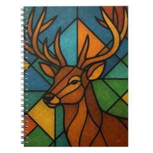 Cuaderno Arte de vidrio tintado estilo Tiffany de ciervo vi