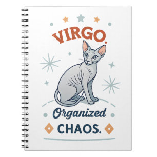 Cuaderno Arte de Virgo Zodiaco Gato Esfinge Caos Organizado