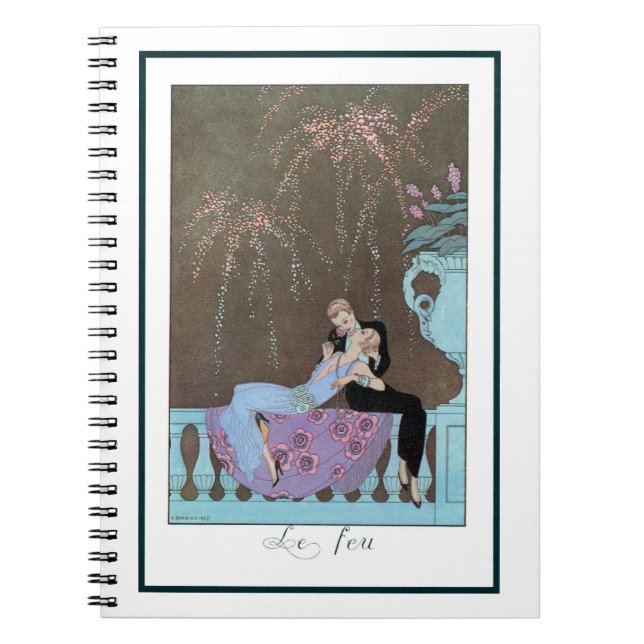 Cuaderno Arte Deco Antiguo Fuegos Artificiales Le Feu, Geor (Frente)