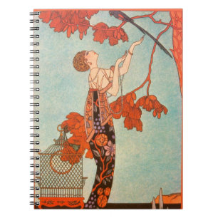 Cuaderno Arte Deco Antiguo, Pájaro Voluble de George Barbie