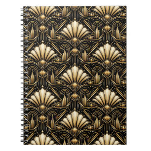 Cuaderno Arte Deco Arquitectónico   Clásico Negro Oro