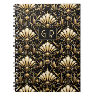 Cuaderno Arte Deco Arquitectónico Iniciales Personalizada