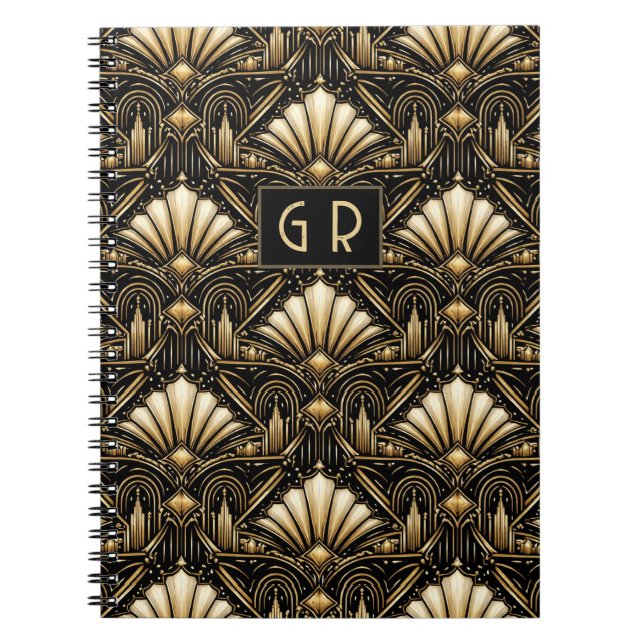 Cuaderno Arte Deco Arquitectónico | Iniciales Personalizada (Frente)