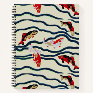 Cuaderno Arte Deco Colorido Pez Carpín Decoración Marina