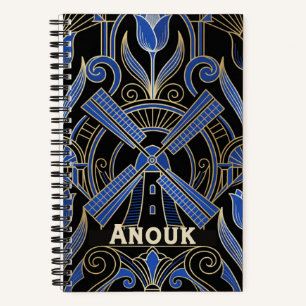 Cuaderno Arte Deco de Ámsterdam Molinos de Viento Nombre