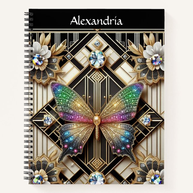 Cuaderno Arte Deco Mariposa Arcoíris (Anverso)