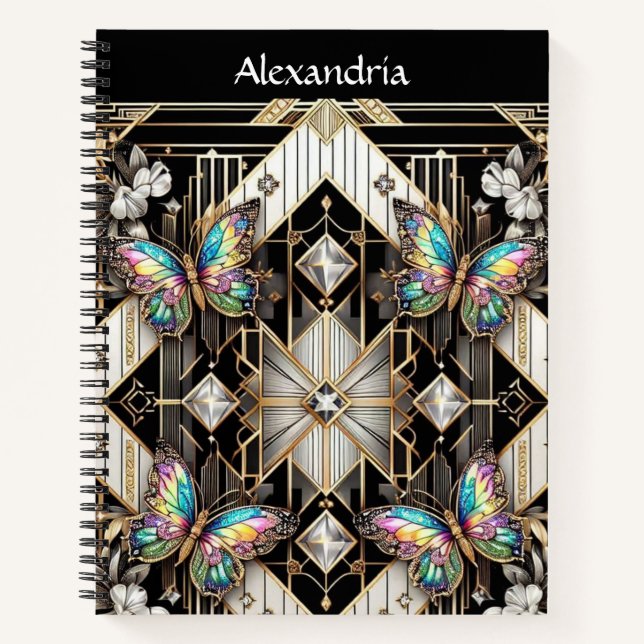 Cuaderno Arte Deco Mariposa Arcoíris (Anverso)