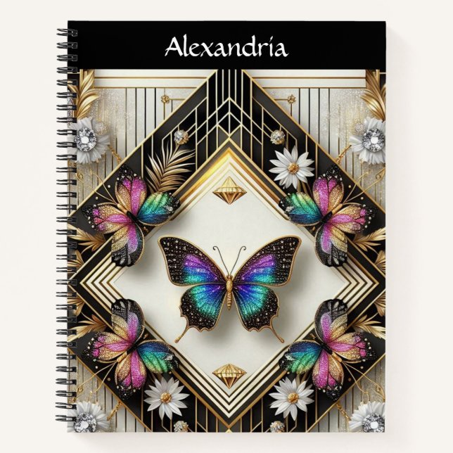 Cuaderno Arte Deco Mariposa Arcoíris (Anverso)