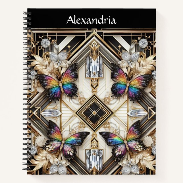 Cuaderno Arte Deco Mariposa Arcoíris (Anverso)