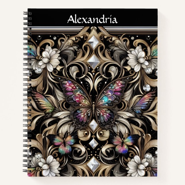 Cuaderno Arte Deco Mariposa Arcoíris (Anverso)