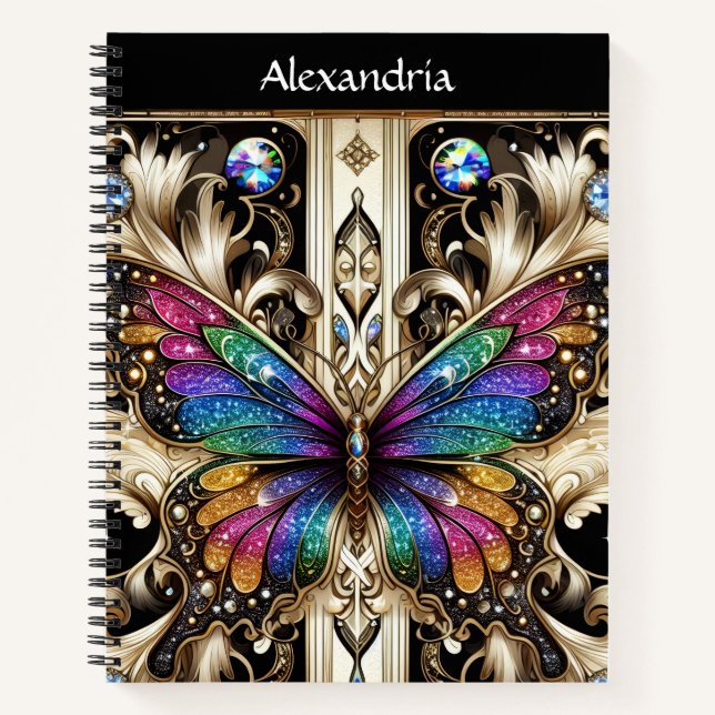 Cuaderno Arte Deco Mariposa Arcoíris (Anverso)