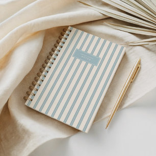 Cuaderno Arte Deco Moderno de Pinstripe Azul Texturizado Vi