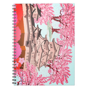 Cuaderno Arte del castillo Sakura japonés - Primavera de fl