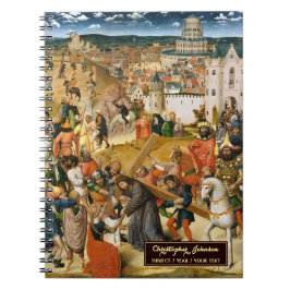 Cuaderno Arte del Cristo cargando la cruz Monograma de oro 