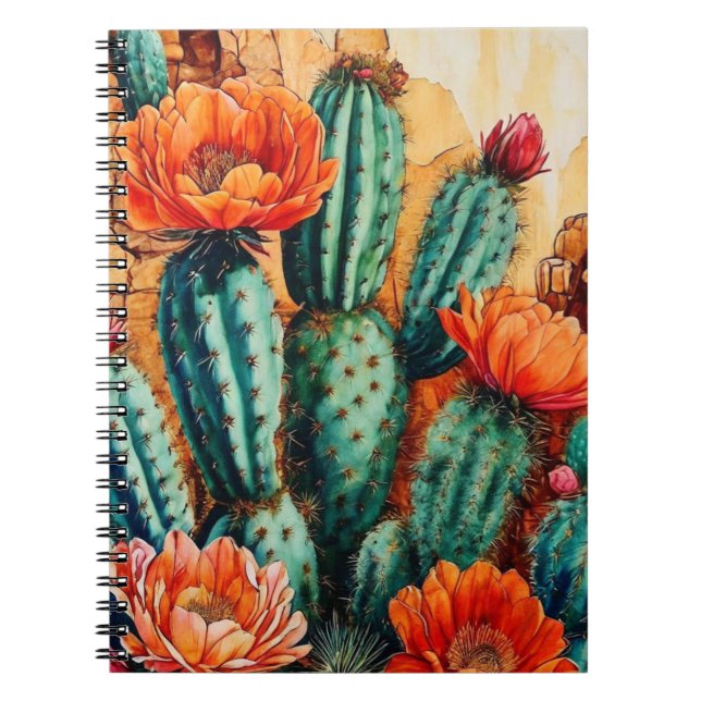 Cuaderno Arte del desierto | Cactus floreciente | Diario de (Frente)