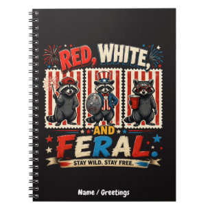 Cuaderno Arte del Partido del Mapache Patriótico Rojo Blanc