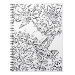 Cuaderno Arte dibujado mano de la mandala del colibrí