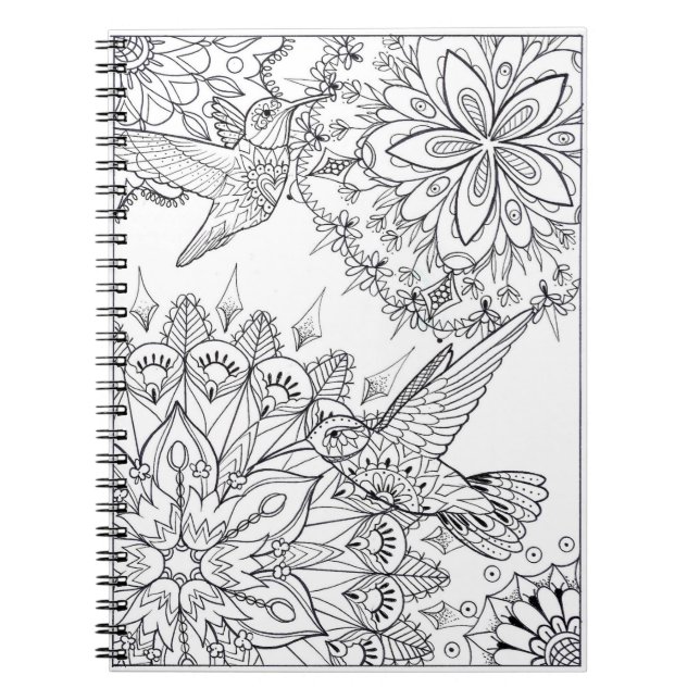 Cuaderno Arte dibujado mano de la mandala del colibrí (Frente)
