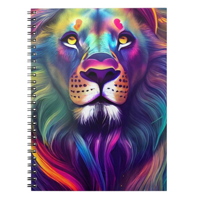 Cuaderno Arte digital moderno multicolor León majestuoso (Frente)