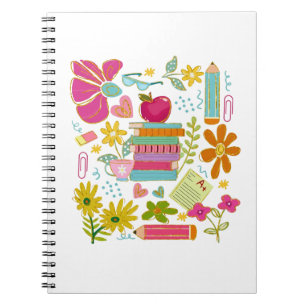 Cuaderno Arte Doodle de Profesora Linda – Libros, Flores y