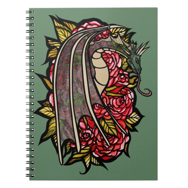Cuaderno Arte Dragón de Roses Rojos (Frente)