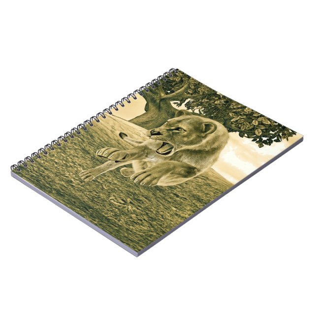 Cuaderno Arte dramático de safari de leona vida silvestre (Lado Izquierdo)