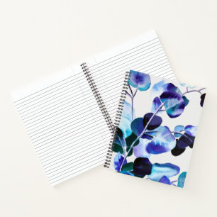 Cuaderno arte en acuarela de hojas de goma de eucalipto