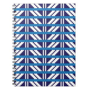Cuaderno Arte étnico letón letón azul y blanco