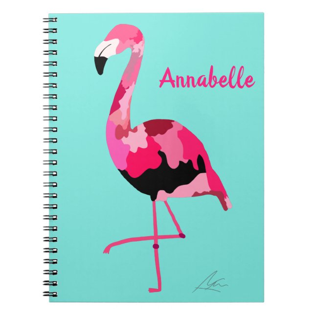Cuaderno Arte Flamingo Rosa Verde azulado (Frente)