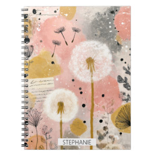Cuaderno Arte floral abstracto de dandelio en acuarela