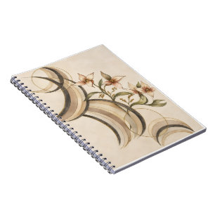 Cuaderno Arte floral abstracto y líneas de caligrafía Pri