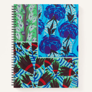 Cuaderno Arte floral azul y verde maximalista vibrante