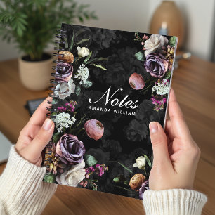 Cuaderno Arte floral de rosa blanca violeta refinada