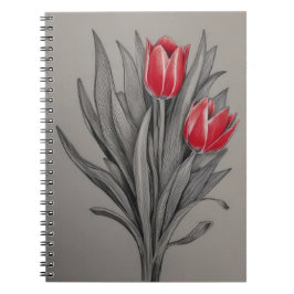 Cuaderno Arte floral de tulipanes rojos