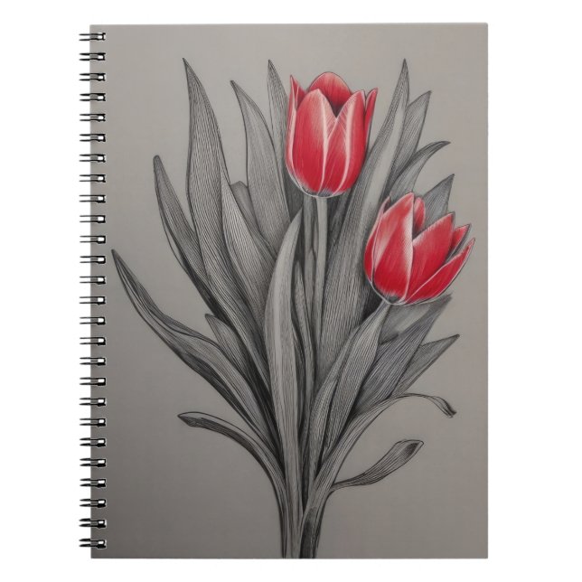 Cuaderno Arte floral de tulipanes rojos (Frente)