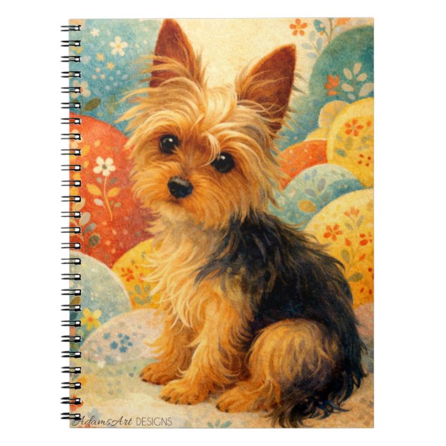 Cuaderno Arte floral de Yorkshire Terrier (Frente)