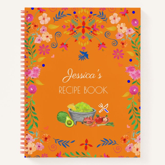 Cuaderno Arte floral mexicano Nombre Receta Regalo de cocin (Anverso)