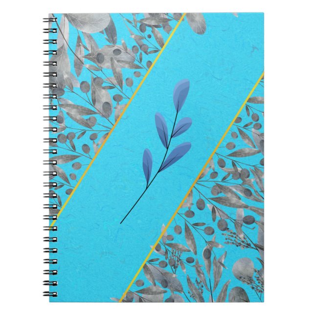 Cuaderno Arte floral Minimalista de plata azul (Frente)
