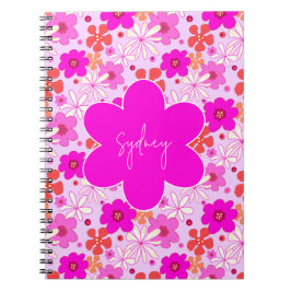 Cuaderno Arte floral rosa retro patrón continuo arte adoles
