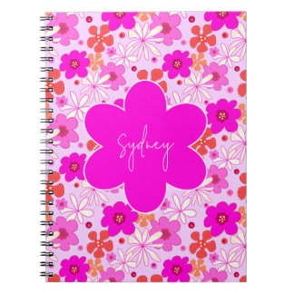 Cuaderno Arte floral rosa retro patrón continuo arte adoles