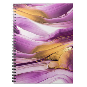 Cuaderno Arte fluido, textura de oro lila.