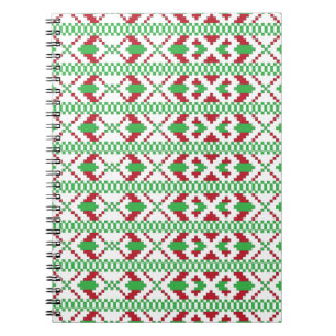 Cuaderno Arte folclórico étnico letón verde y rojo